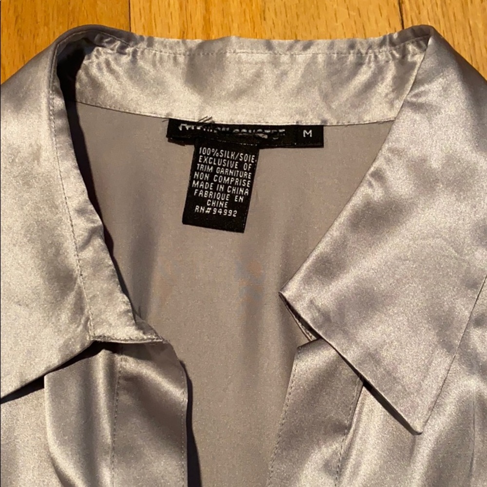Gorgeous Silver Silk Button Down - image 2